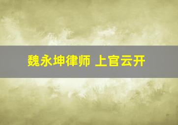 魏永坤律师 上官云开